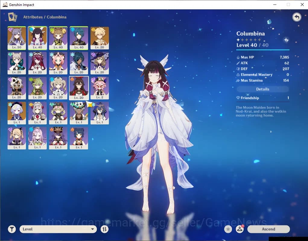 Genshin Impact Accounts ASIA|Starter|AR 25|1 Limited+20c(*4Character)|Colu image 3