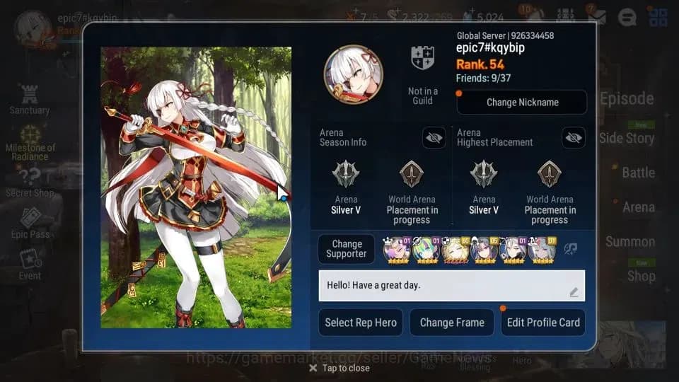 Epic Seven Accounts GLOBAL Unverif|New Era|8 ML(NM Luna,Monarch OTS Is image 2