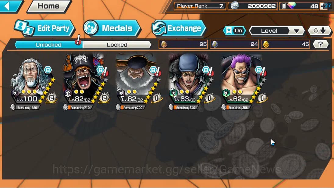 One Piece Bounty Rush Accounts Global| 4 EX| T5E St.Jaygarcia Saturn,T4E Marshall image 4