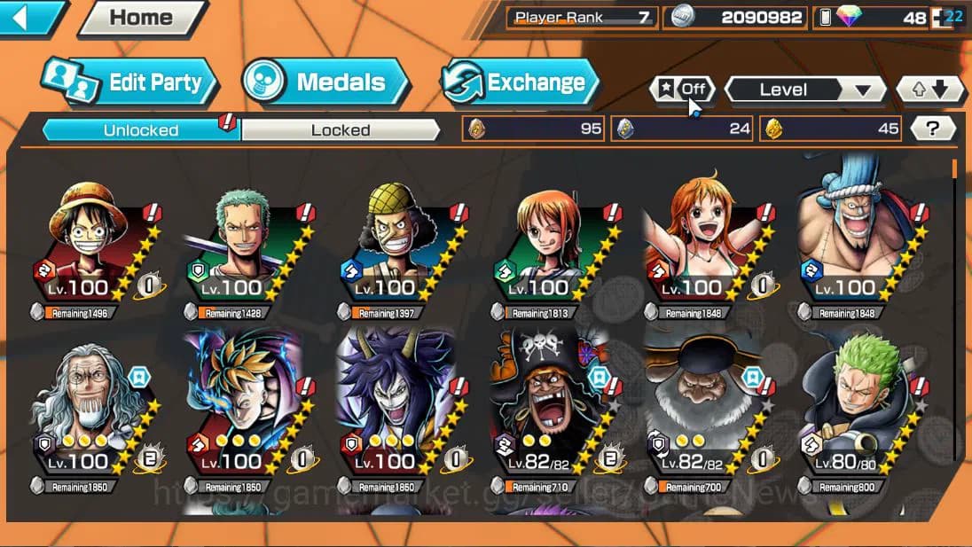 One Piece Bounty Rush Accounts Global| 4 EX| T5E St.Jaygarcia Saturn,T4E Marshall image 5