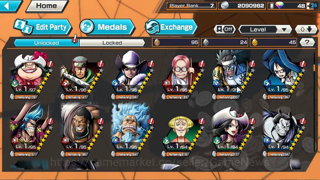 One Piece Bounty Rush Accounts Global| 4 EX| T5E St.Jaygarcia Saturn,T4E Marshall image 7
