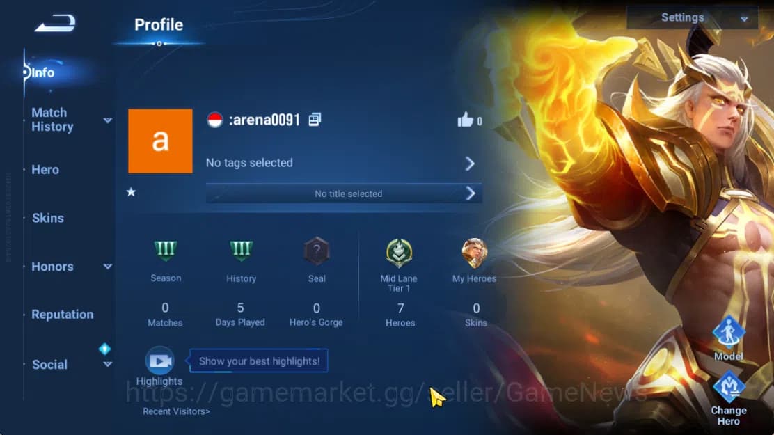 Honor of Kings Accounts Hero 7 |Starter with Legend Skin Selection Chest(D image 3