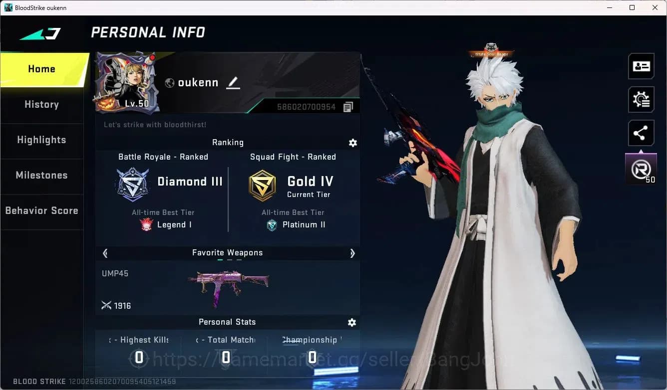Blood Strike Accounts ASIA | Collab Uzi-Zangetsu | Limited MP7-Verdant | image 2