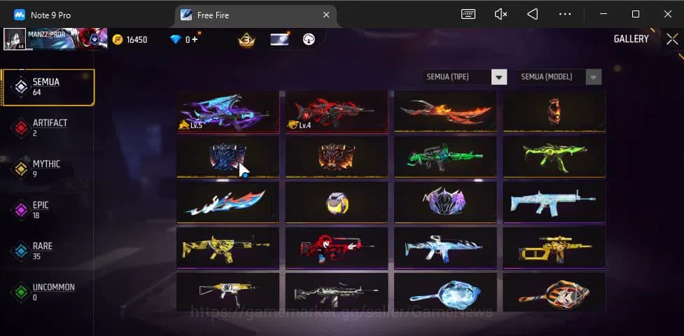 Free Fire Accounts Indonesia|Ak47 Blue Flame Draco Lv 5,SCAR Megalodo image 11