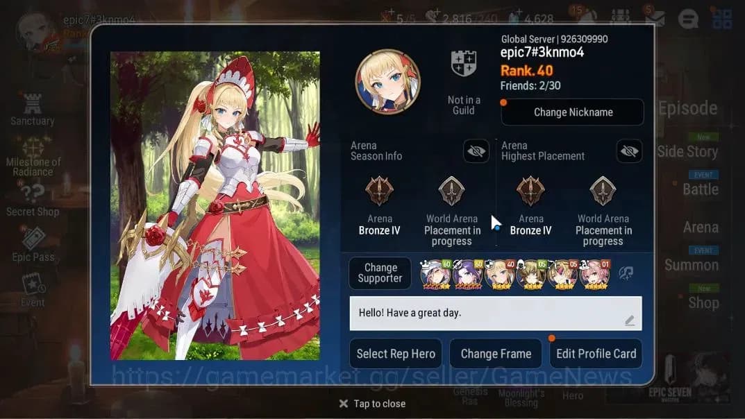 Epic Seven Accounts GLOBAL Unverif|NewEra|6 ML(Salome,EIlynav,HArsetti image 2