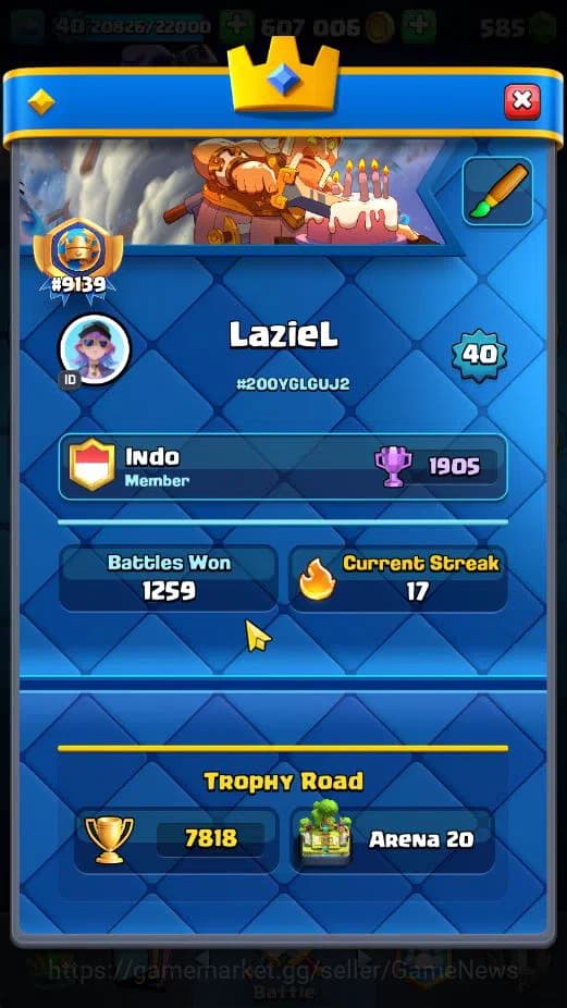 Clash Royale Accounts Lv 40|Trophy 7818|KTL 13|Limited Skin|Card 121|4 H image 2