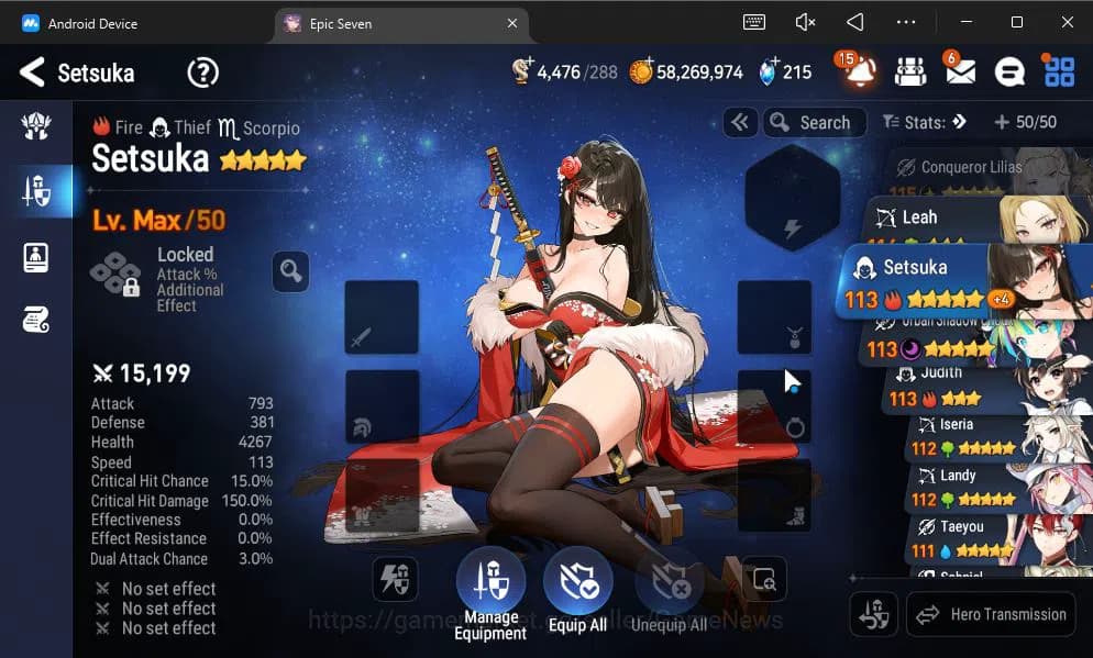 Epic Seven Accounts GLOBAL UNVERIF|9 ML(NM Luna,ConQ Lilias,SE Celine, image 2