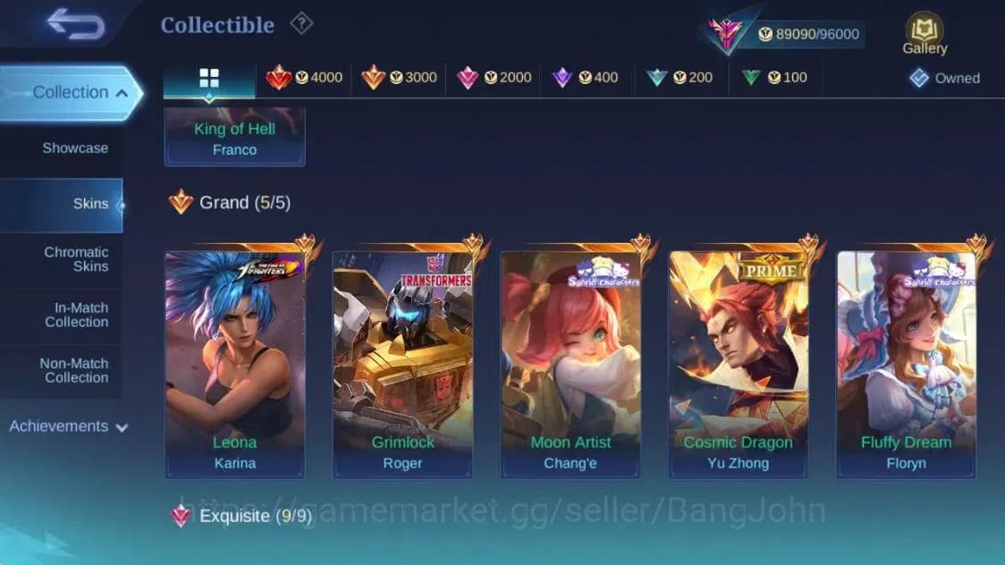 Mobile Legends: Bang Bang Accounts Global|Hero 123 Skin 287|Exalted|Legend Franco|Pri image 11