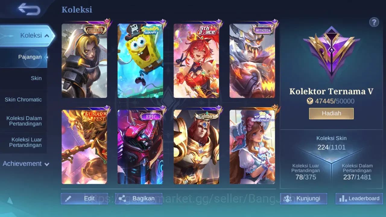 Mobile Legends: Bang Bang Accounts GLOBAL Hero 132 Skin 224 | Lunar Sun | Epic Roger image 10