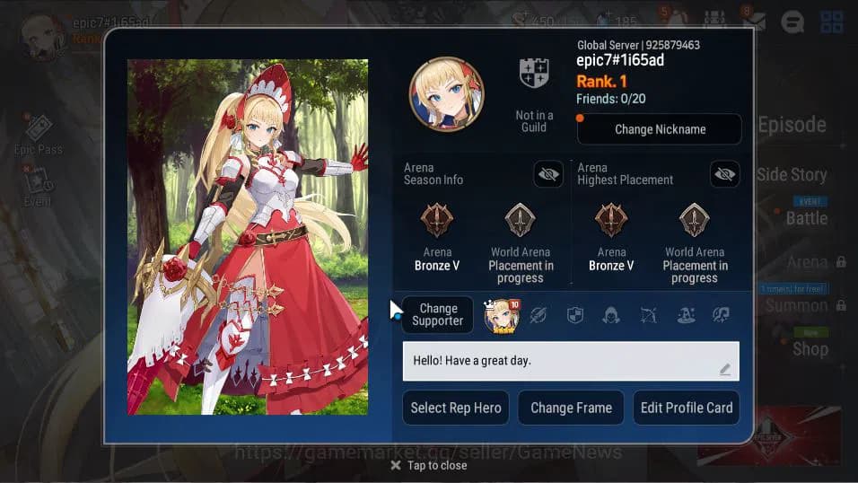 Epic Seven Accounts Global Unverif | Fresh Starter | Low Progress | 1 image 2