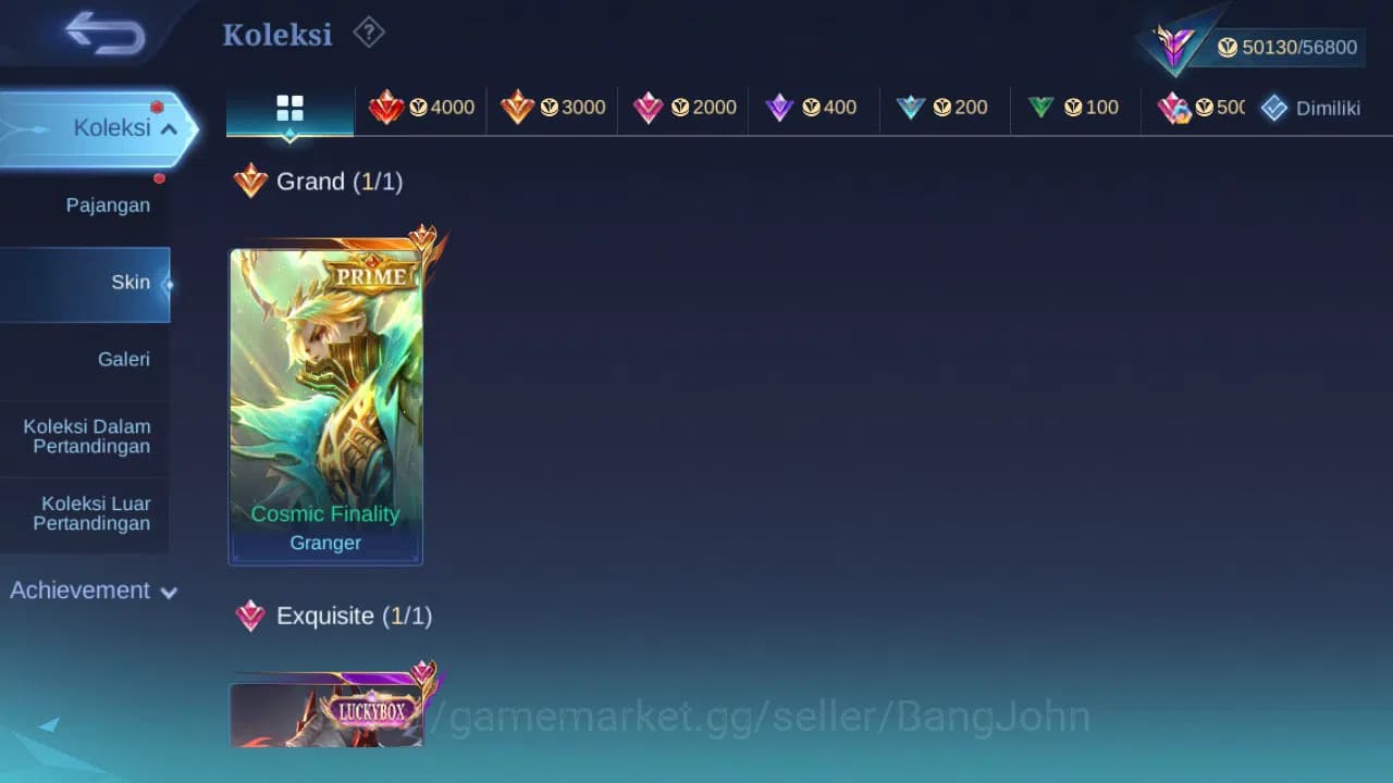 Mobile Legends: Bang Bang Accounts GLOBAL Hero 132 Skin 231 | Prime Granger | Luckybo image 1