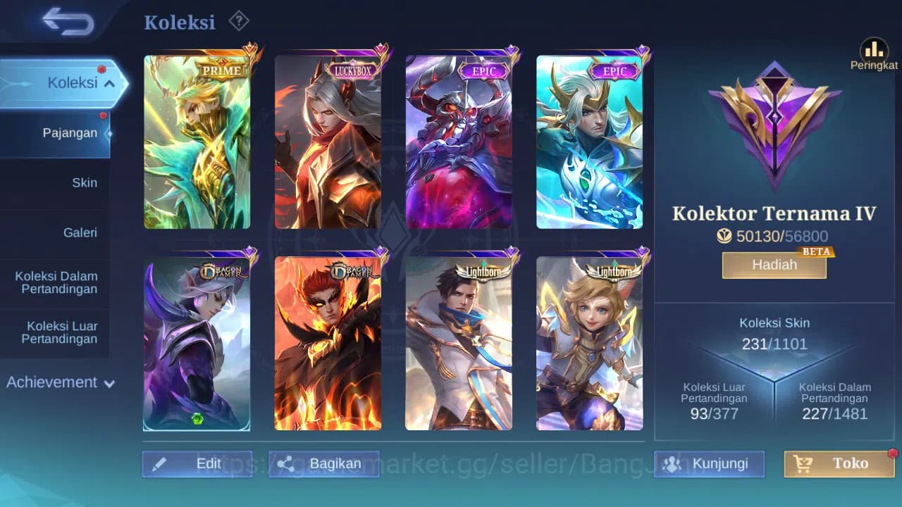 Mobile Legends: Bang Bang Accounts GLOBAL Hero 132 Skin 231 | Prime Granger | Luckybo image 13