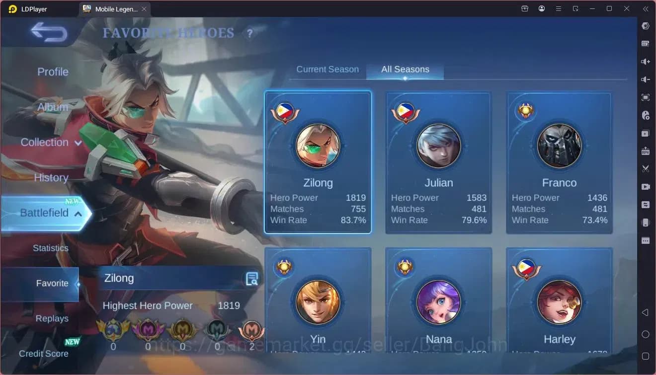 Mobile Legends: Bang Bang Accounts Global|Hero 119|Skin 215|Renowned|KOF GS,Karina|CC image 20