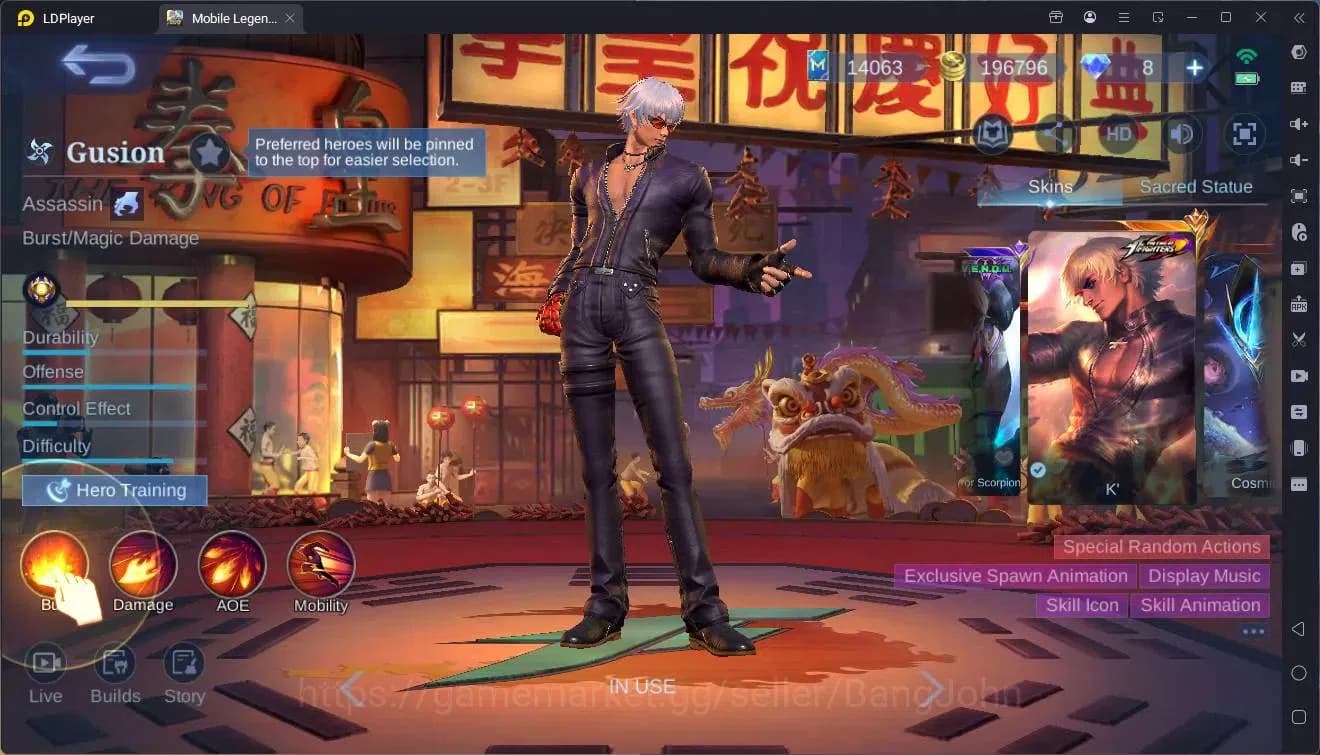 Mobile Legends: Bang Bang Accounts Global|Hero 119|Skin 215|Renowned|KOF GS,Karina|CC image 8