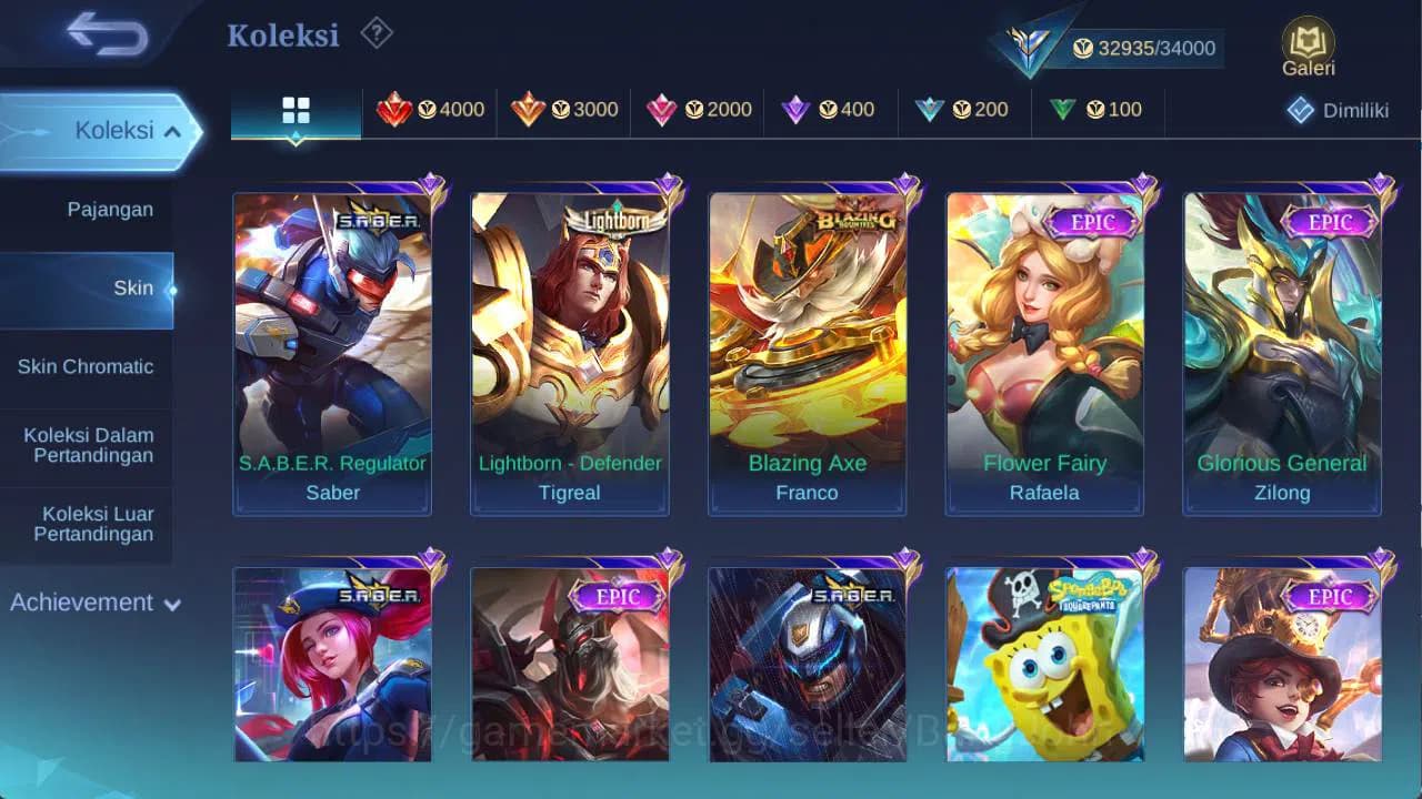 Mobile Legends: Bang Bang Accounts hero 107 skin 170+ saber Layla, dragon ling, blazi image 4