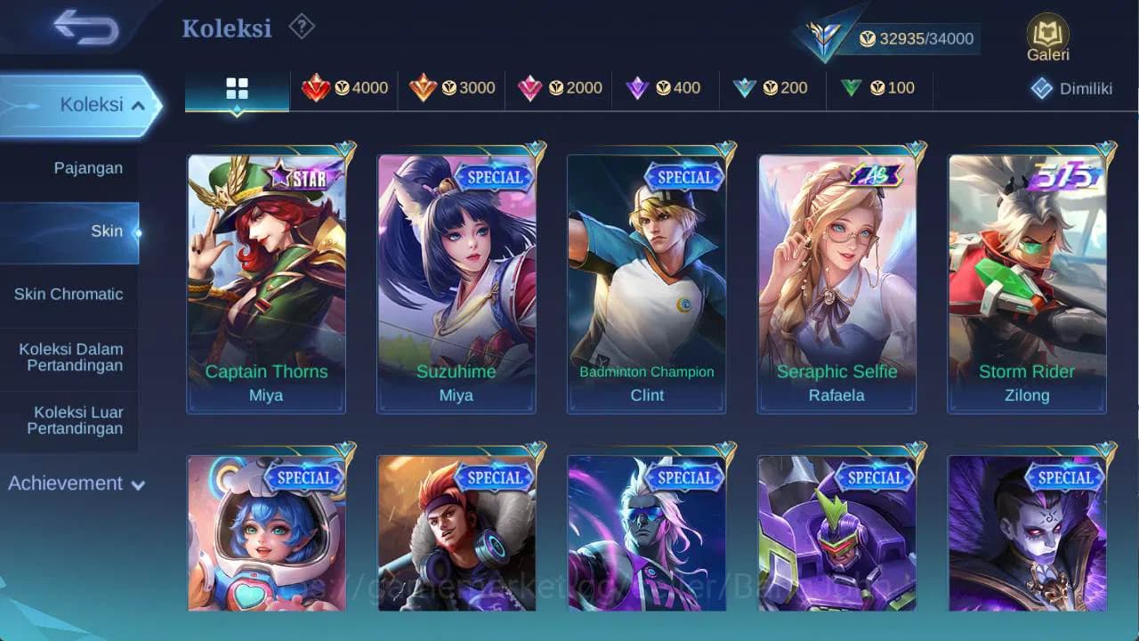 Mobile Legends: Bang Bang Accounts hero 107 skin 170+ saber Layla, dragon ling, blazi image 6