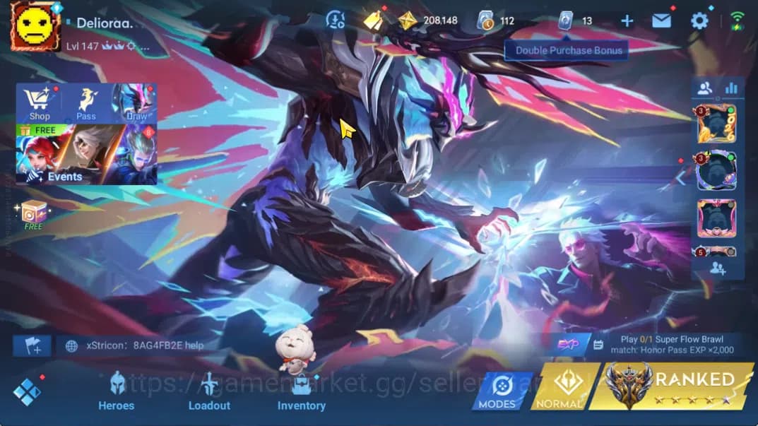 Honor of Kings Accounts Hero112 Skin278|Feyd(Bleach),Zhang Fei(Precious),W image 1