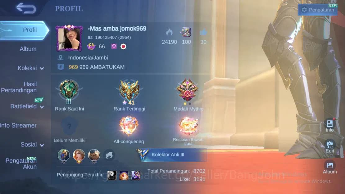 Mobile Legends: Bang Bang Accounts Hero 131, Skin 166 create granger, christ eudora image 1