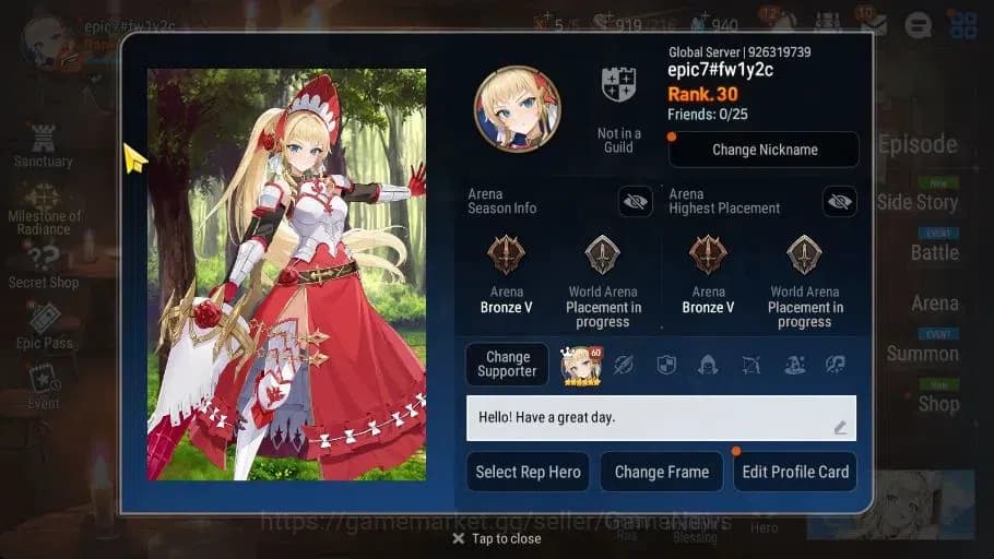 Epic Seven Accounts GLOBAL Unerif|2 ML(LC Bellona,TE Kayron)+Lilibet,T image 2