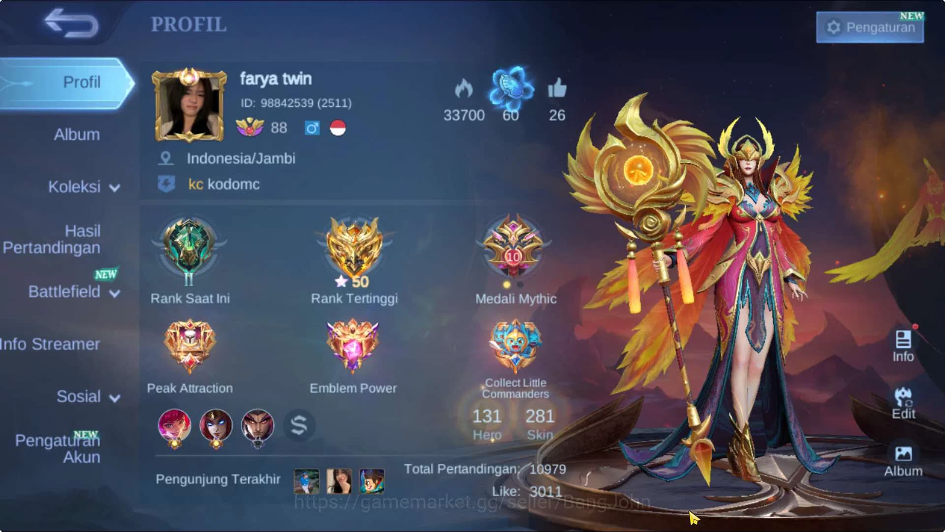 Mobile Legends: Bang Bang Accounts Hero 131 Skin 281 | CC Parsha+Natalia, KOF Karina, image 1