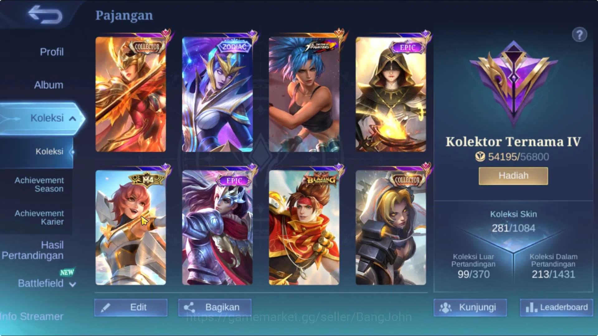 Mobile Legends: Bang Bang Accounts Hero 131 Skin 281 | CC Parsha+Natalia, KOF Karina, image 2