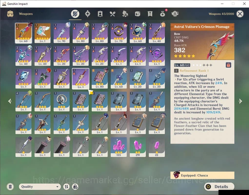 Genshin Impact Accounts ASIA|AR 50|3 Limited +2(*5Weapon)|Chasca+Sign,Skir image 11