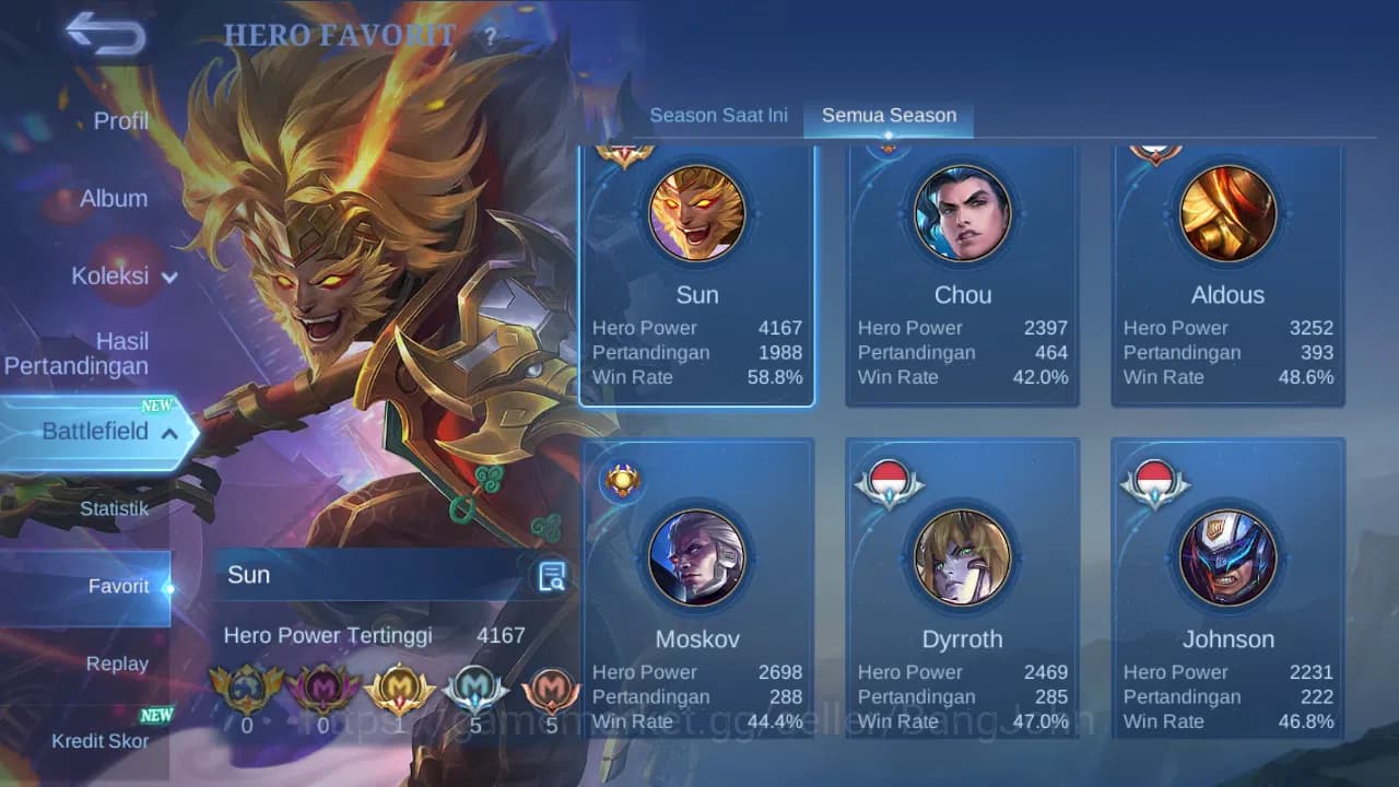 Mobile Legends: Bang Bang Accounts Hero 131 Skin 326 | KOF Gusion | Prime Beatrix | L image 18