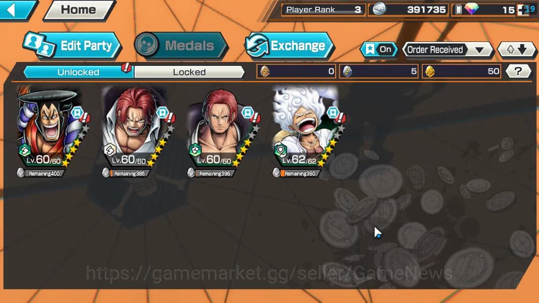 One Piece Bounty Rush Accounts Global|4 EX|Divine Departure Shanks,Film Red Shank image 3