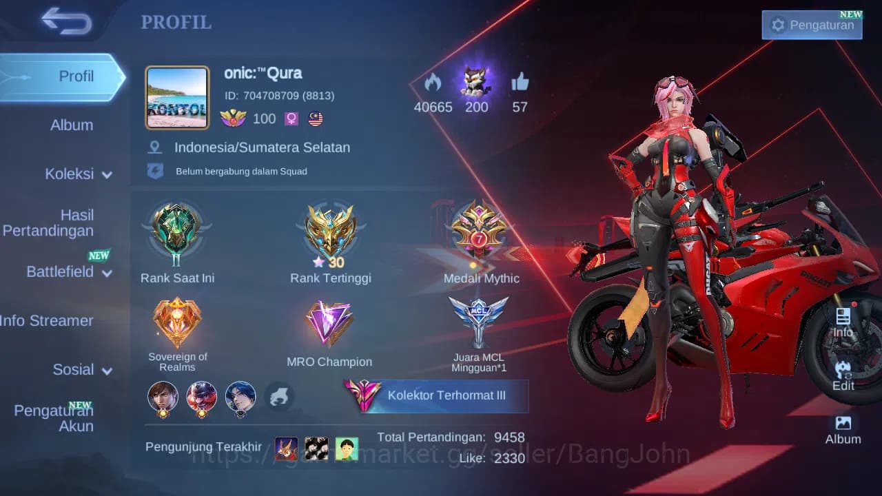 Mobile Legends: Bang Bang Accounts GLOBAL Hero 132 Skin 350 | Legend Johnson | KOF Gu image 1