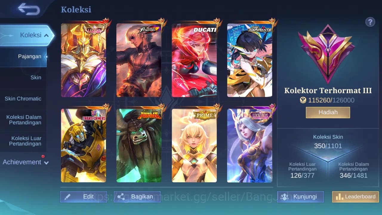 Mobile Legends: Bang Bang Accounts GLOBAL Hero 132 Skin 350 | Legend Johnson | KOF Gu image 10