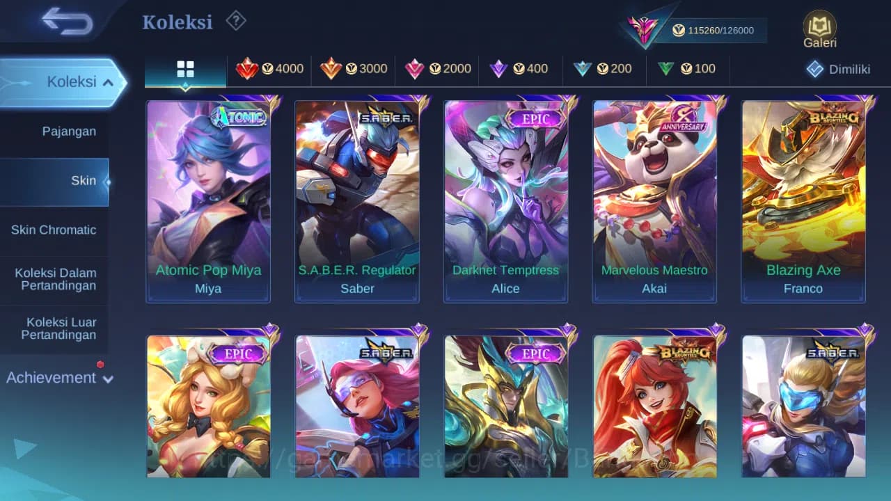 Mobile Legends: Bang Bang Accounts GLOBAL Hero 132 Skin 350 | Legend Johnson | KOF Gu image 6