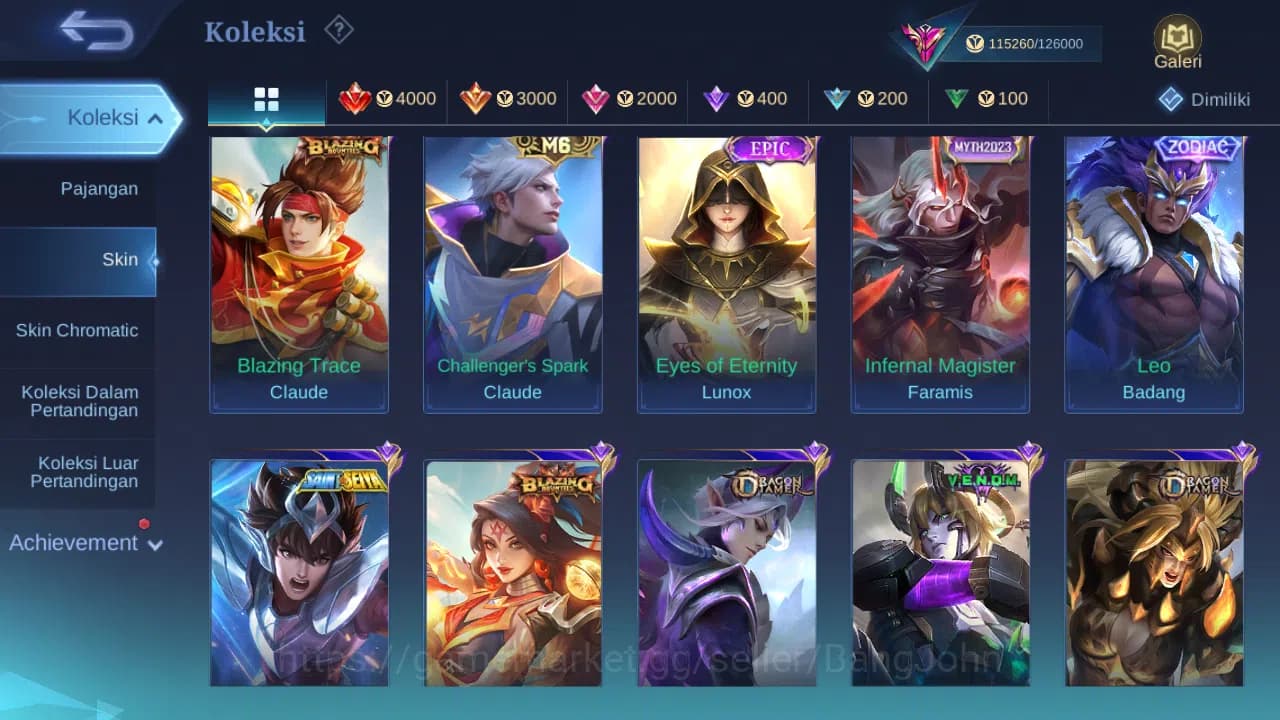 Mobile Legends: Bang Bang Accounts GLOBAL Hero 132 Skin 350 | Legend Johnson | KOF Gu image 9