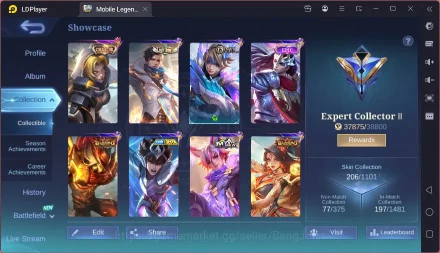 Mobile Legends: Bang Bang Accounts GLOBAL Hero 132 Skin 206 | VENOM Harley | SEIYA Ba image 14