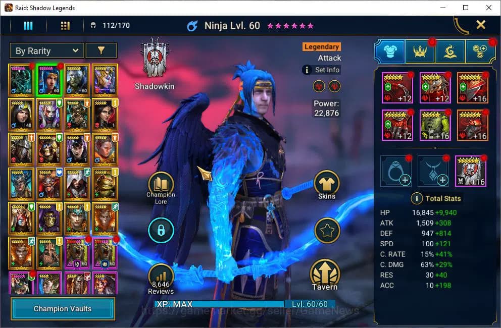 Raid: Shadow Legends Accounts Lv48 491K Power|22 Legendary(Xenomorph,Ninja,Alice image 3