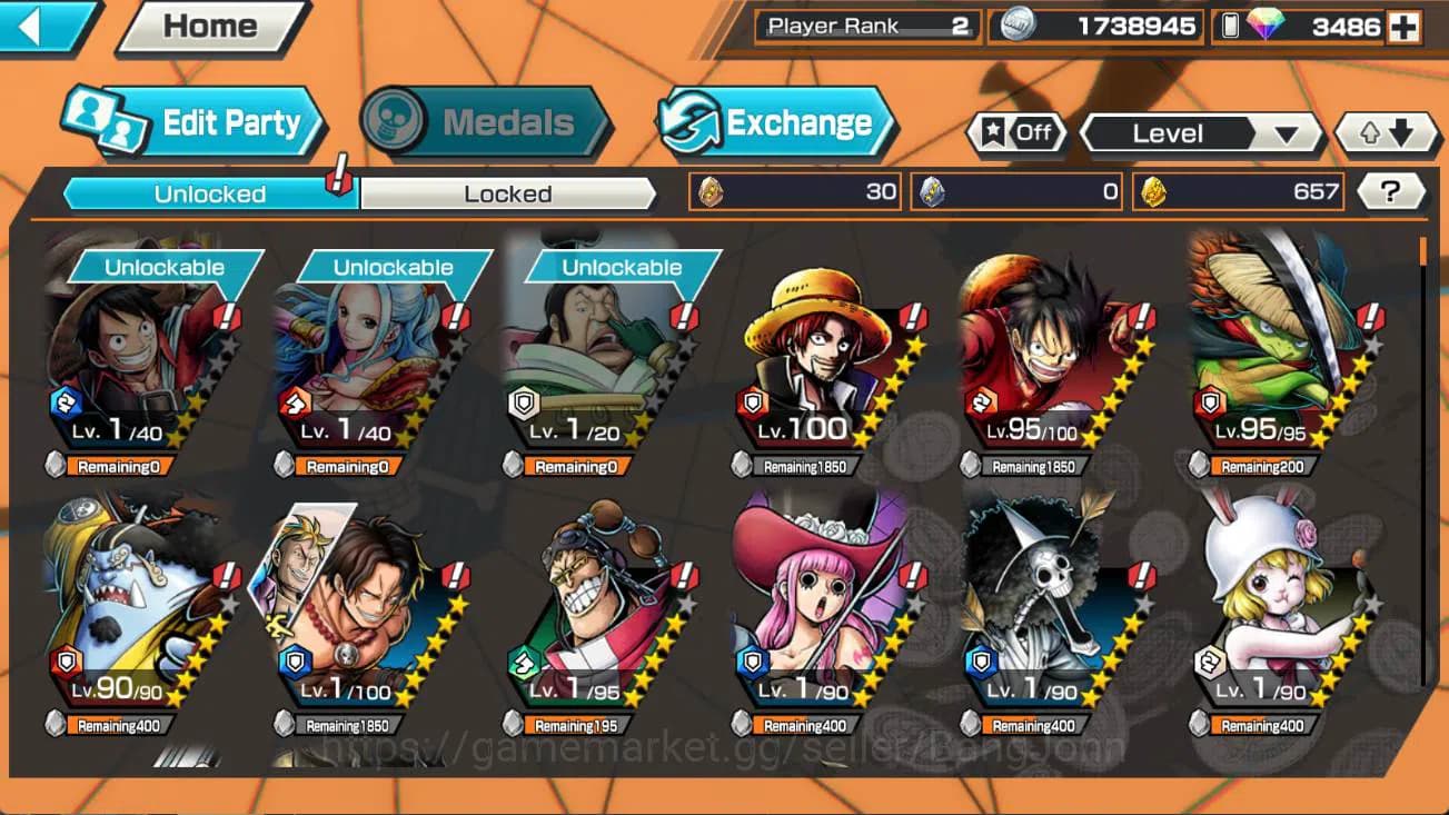 One Piece Bounty Rush Accounts GLOBAL | captain shans, luffy, ace, jinbe check ss image 2