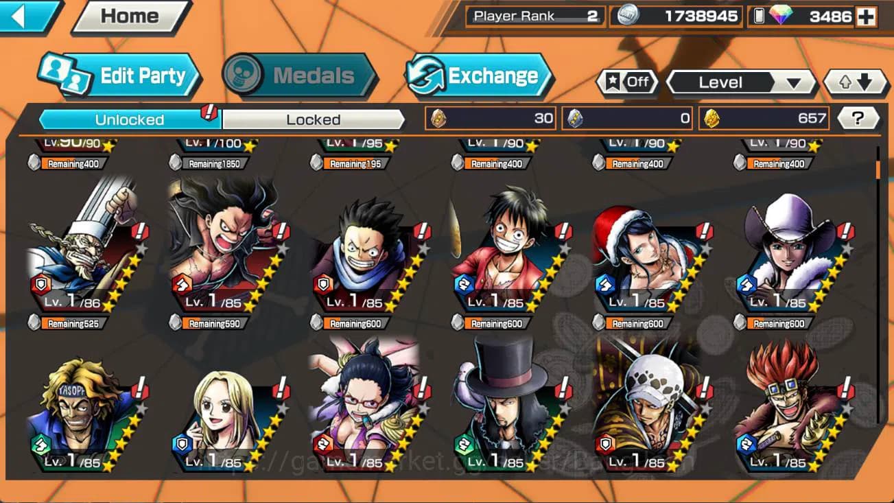 One Piece Bounty Rush Accounts GLOBAL | captain shans, luffy, ace, jinbe check ss image 3
