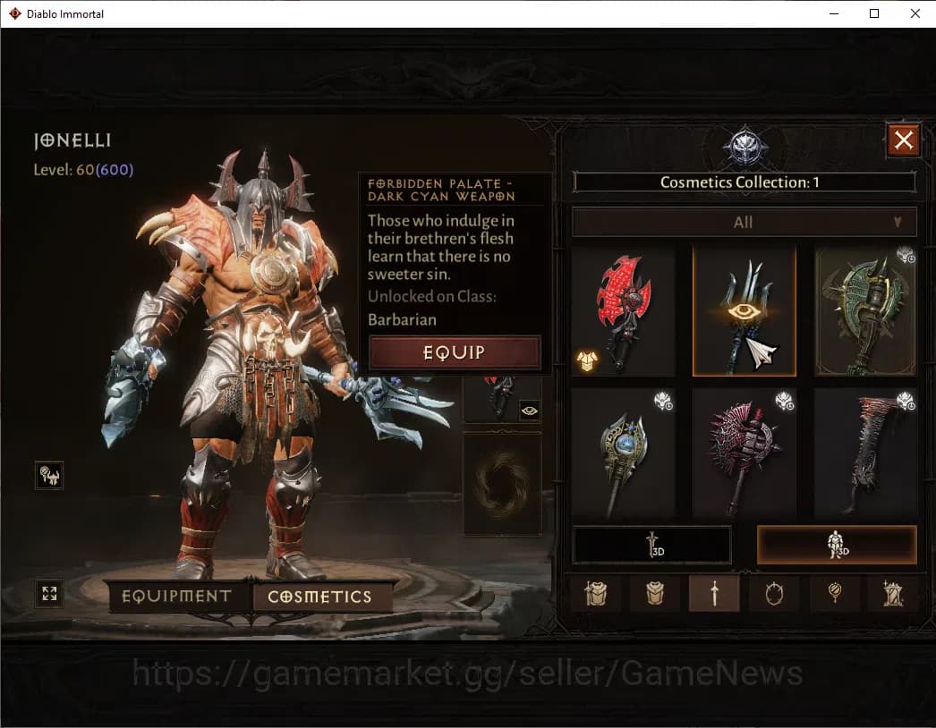 Diablo Immortal Accounts SEA - Izual|CS ON|Lv60(600)|Barbarian|CR 35k|Reso image 10