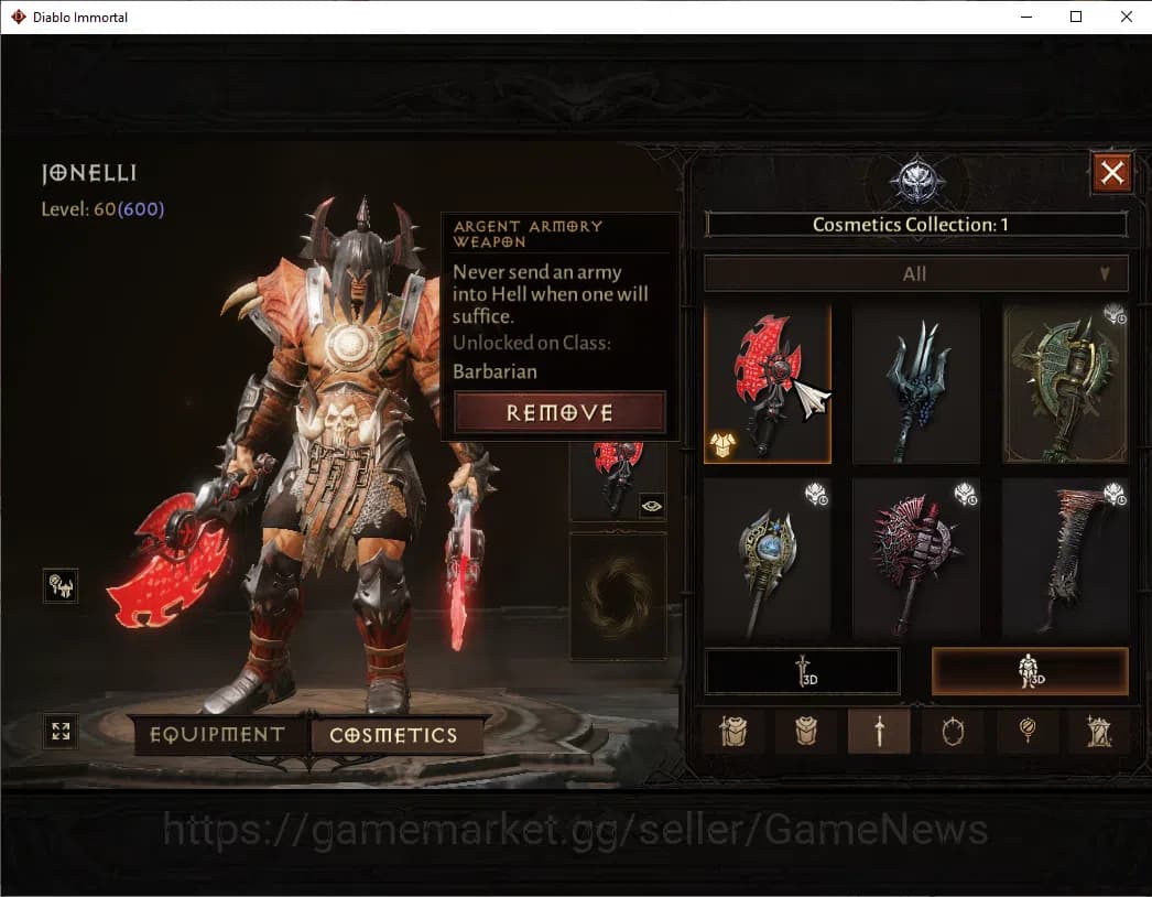 Diablo Immortal Accounts SEA - Izual|CS ON|Lv60(600)|Barbarian|CR 35k|Reso image 9