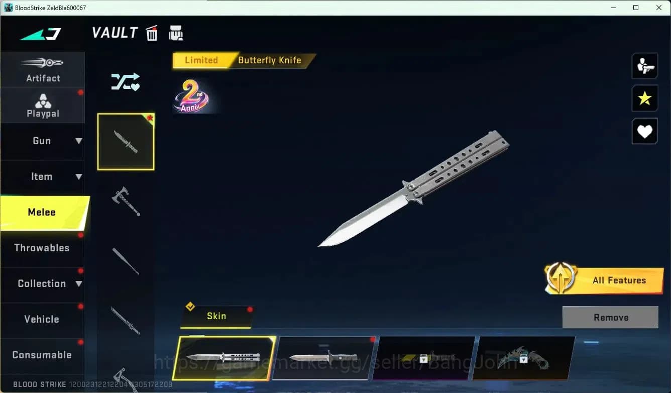 Blood Strike Accounts ASIA| Limited Butterfly Knife (2nd Anniv) | 2 7DS image 12
