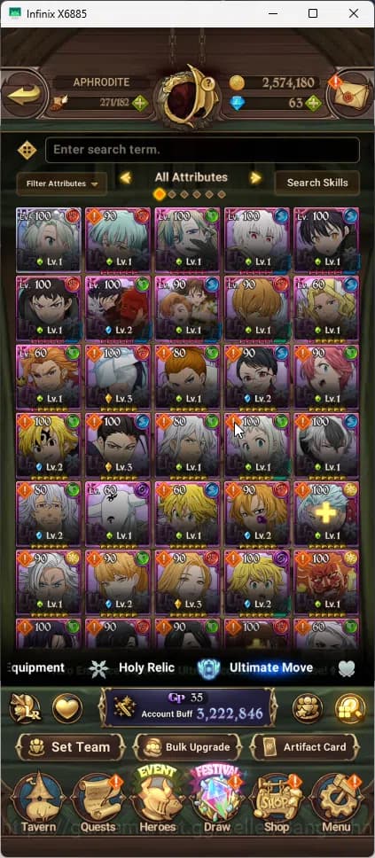 The Seven Deadly Sins: Grand Cross Accounts Global | 3.2M CC |1 LR | Salos, Merlin Esca, Chaos image 2