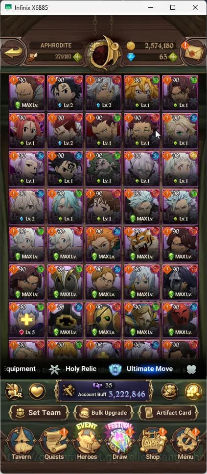 The Seven Deadly Sins: Grand Cross Accounts Global | 3.2M CC |1 LR | Salos, Merlin Esca, Chaos image 4