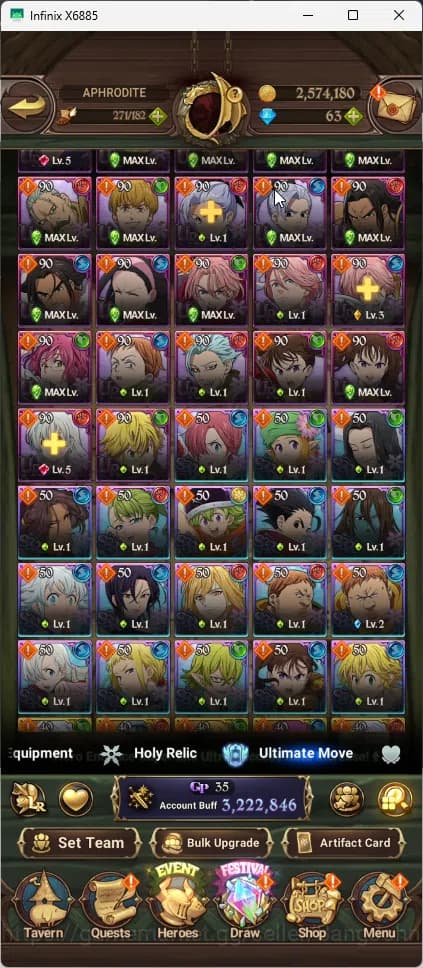 The Seven Deadly Sins: Grand Cross Accounts Global | 3.2M CC |1 LR | Salos, Merlin Esca, Chaos image 5