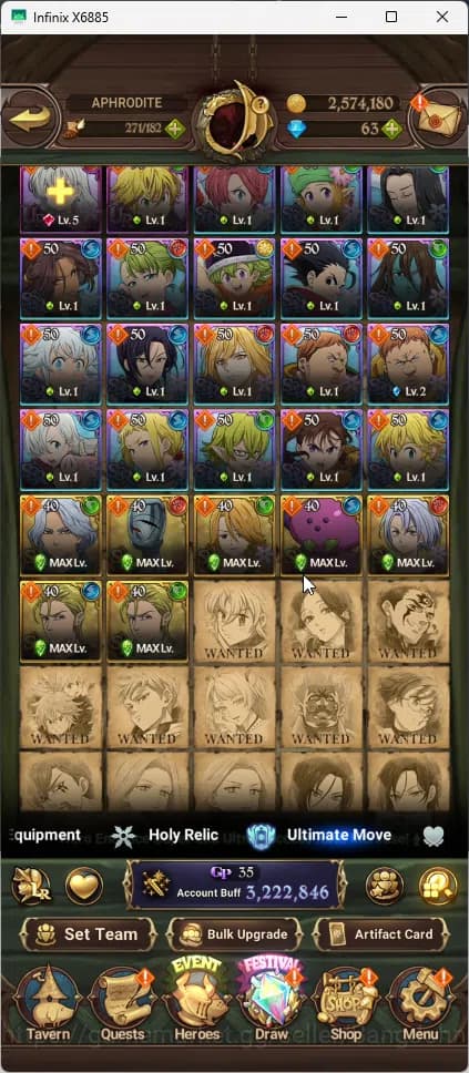 The Seven Deadly Sins: Grand Cross Accounts Global | 3.2M CC |1 LR | Salos, Merlin Esca, Chaos image 6