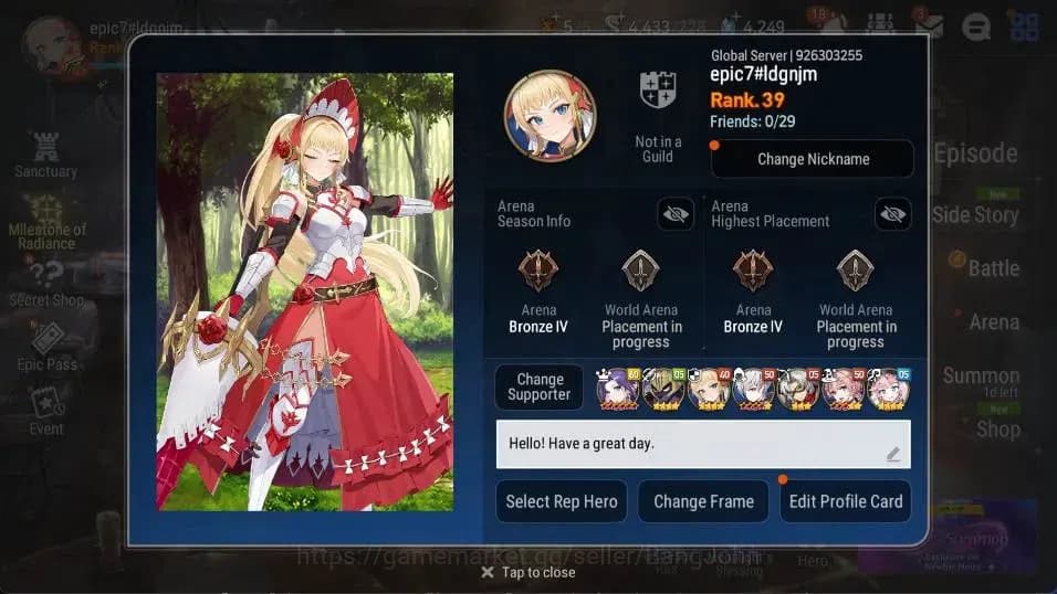Epic Seven Accounts Global | 6ML(BossArunka,E Ilynav,SS Vivian,Hwayoun image 1