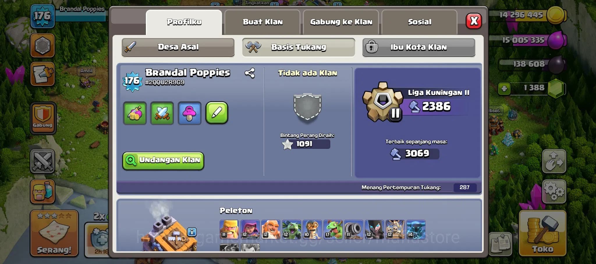 Clash of Clans Accounts TH13 707K War Stars Account | Near Max AQ 74, GW 4 image 2