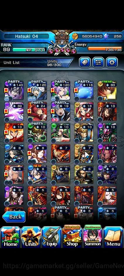 Grand Summoners Accounts Global|Rank 89|258 CC+7 RGB|15 Ascend+6 TW|[Friere image 17