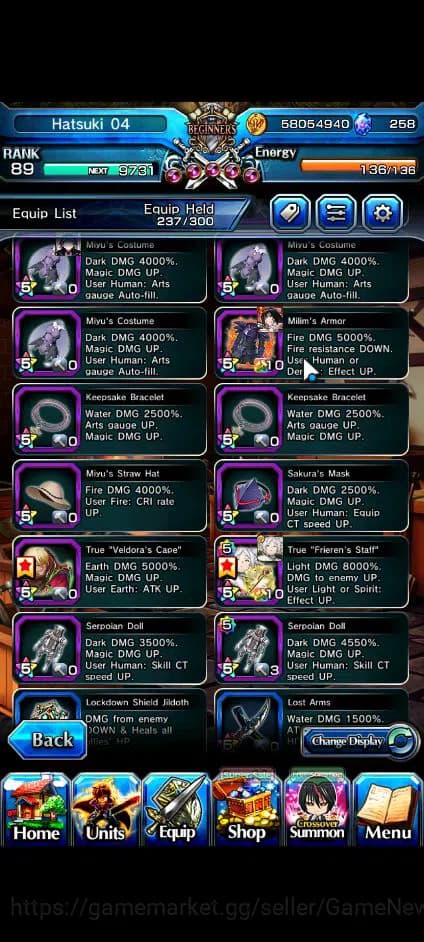 Grand Summoners Accounts Global|Rank 89|258 CC+7 RGB|15 Ascend+6 TW|[Friere image 6