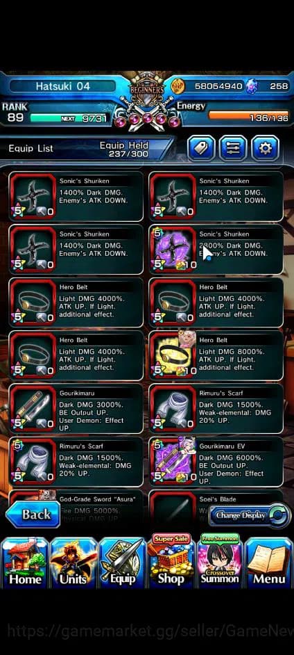 Grand Summoners Accounts Global|Rank 89|258 CC+7 RGB|15 Ascend+6 TW|[Friere image 9