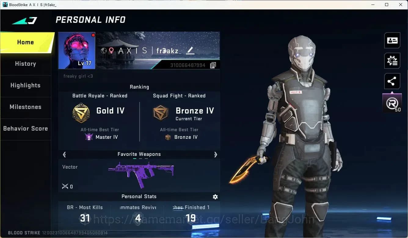 Blood Strike Accounts ASIA |ULTRA=KUKRI|LEGENDARY=M4A1,AK47 CEK SS BS636 image 3