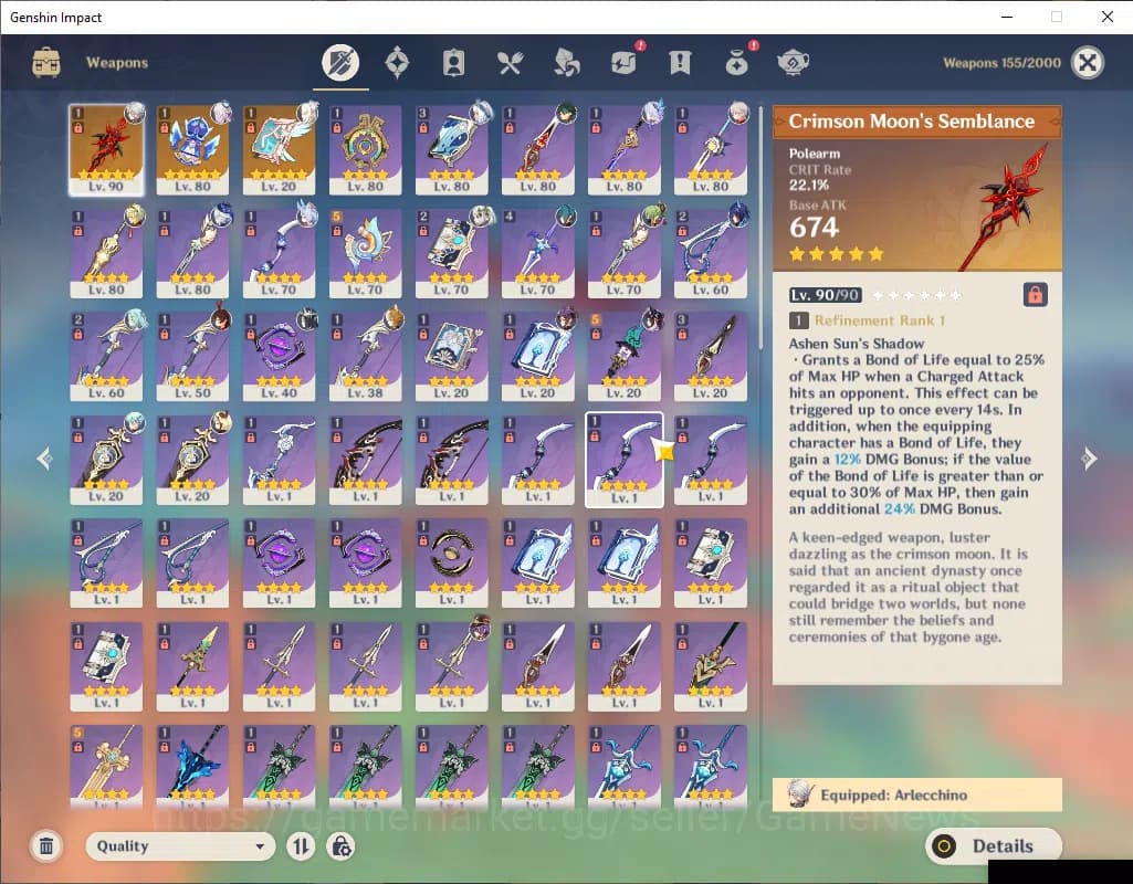 Genshin Impact Accounts ASIA|AR 56|10 Limited+3(*5Wep)|(Arlecch,Citlali)+S image 5